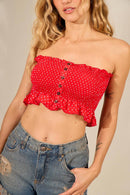 Top Cropped De Lastex Vermelho De Poá Yacamim I1