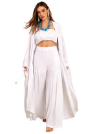 Calça Pantalona De Cintura Alta Branca Yacamim H8