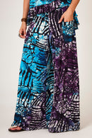 Calça Pantalona Azul Estampa Digital De Batik Yacamim A39