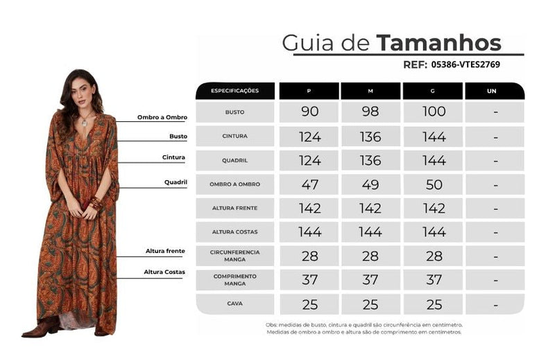 Vestido Longo Marrom Estampa Cashmere Yacamim D11