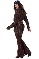 Calça Flare Marrom Escuro Estampa Cashmere Yacamim A33