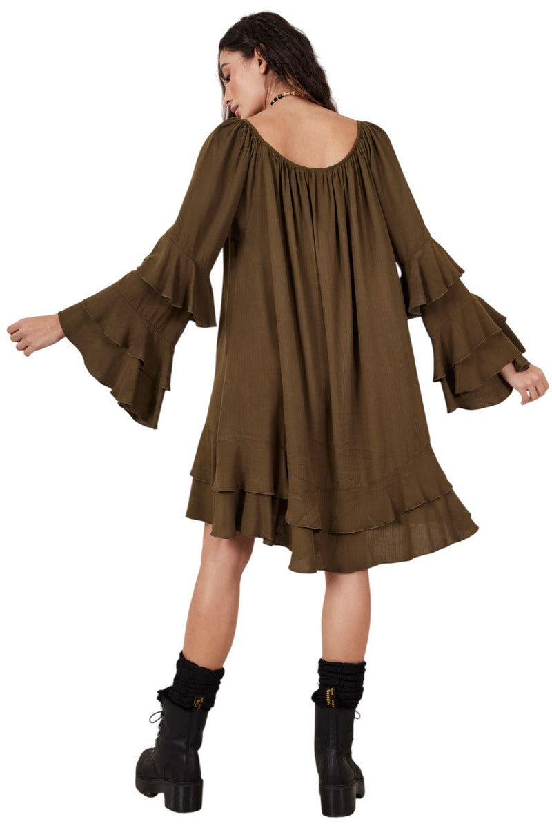 Vestido Curto Ombro A Ombro Verde Escuro Yacamim E23