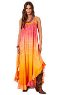 Vestido Midi De Alcinhas Rosa E Laranja Degradê Yacamim D16