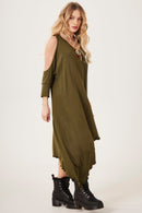 Vestido Curto Com Pontas Laterais Verde Musgo Yacamim E6