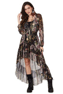 Vestido Mullet De Tule Preto Estampa Cashmere Yacamim E5