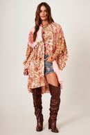 Vestido Curto Com Crochê Rosa Patchwork Estampa Cashmere Yacamim C16