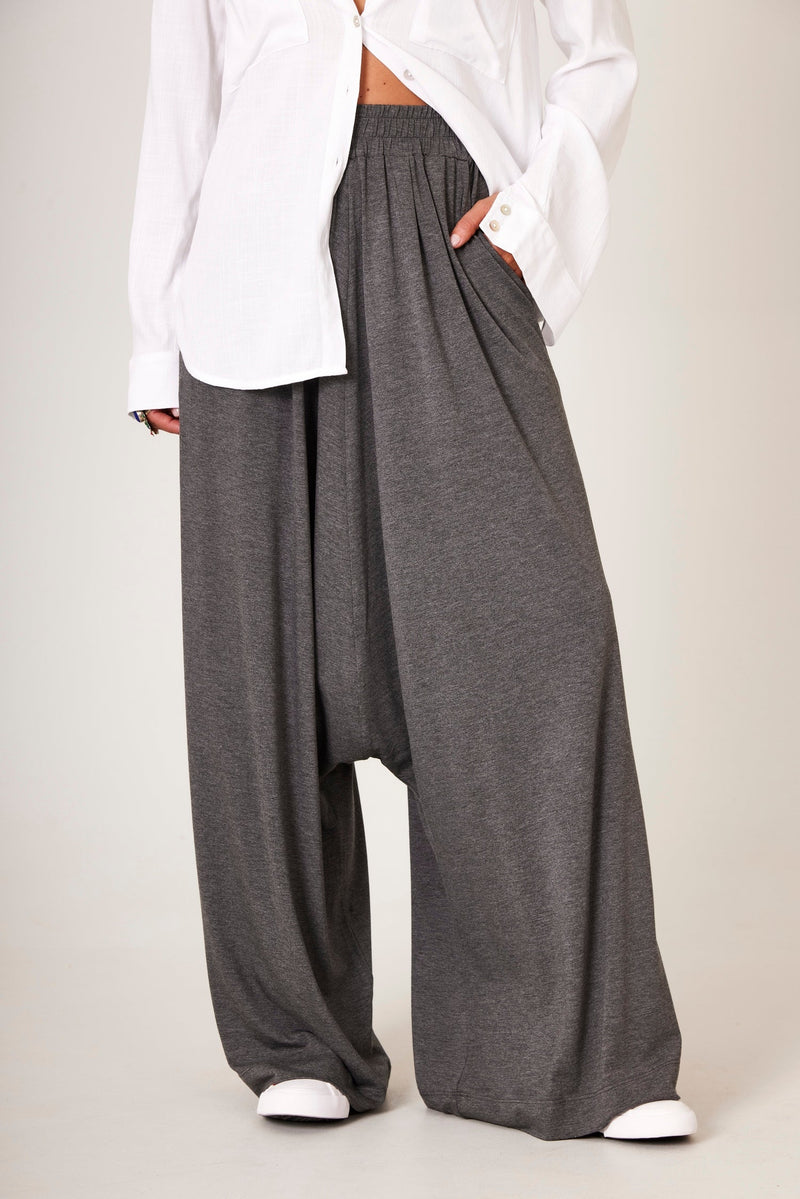 Calça Saruel De Malha Cinza Escuro Yacamim H4