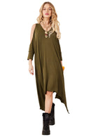 Vestido Curto Com Pontas Laterais Verde Musgo Yacamim E6