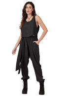 Calça Com Bolsos E Faixa De Regulagem Preta Yacamim A24