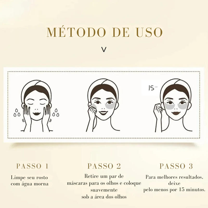 Máscara Coreana Hidratante de Colágeno Dourada para os Olhos – 60 Unidades