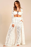 Calça Flare De Rendas Branca Yacamim A7