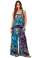 Calça Pantalona Azul Estampa Digital De Batik Yacamim A39