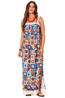 Vestido Longo Com Alças De Amarrar Estampa Geométrica Yacamim C20