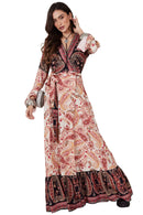 Vestido Longo Transpassado Bege E Preto Cashmere Patchwork Yacamim C17