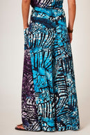 Calça Pantalona Azul Estampa Digital De Batik Yacamim A39