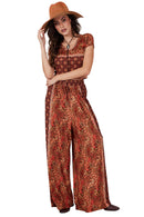 Calça Pantalona Terracota Estampa Cashmere Yacamim A6