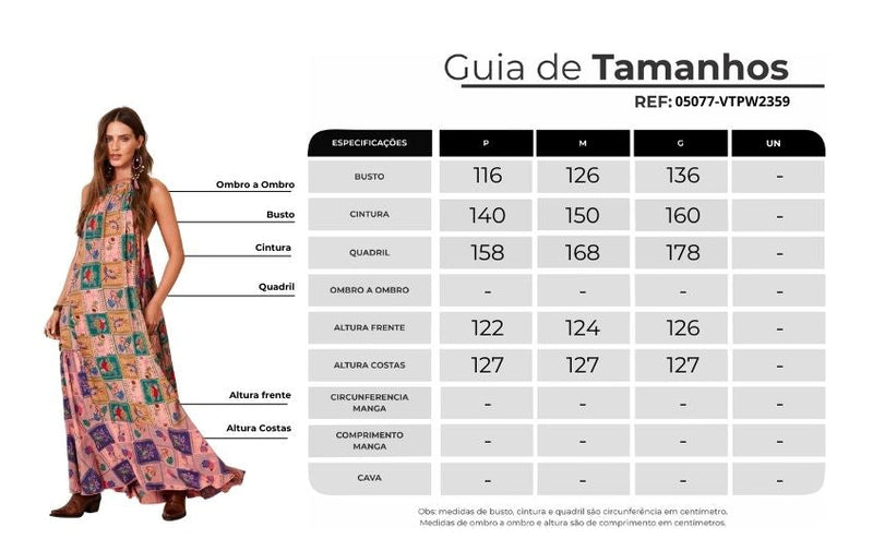 Vestido Longo Amplo Rosa Estampa Geométrica Yacamim E8