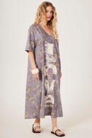 Vestido Camisetão Midi Cinza Estampa Love Yacamim E25