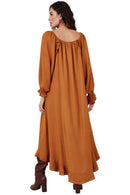 Vestido Longo Ombro A Ombro Caramelo Yacamim C14