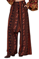 Calça Saruel Pantalona Marrom Estampado Yacamim I9