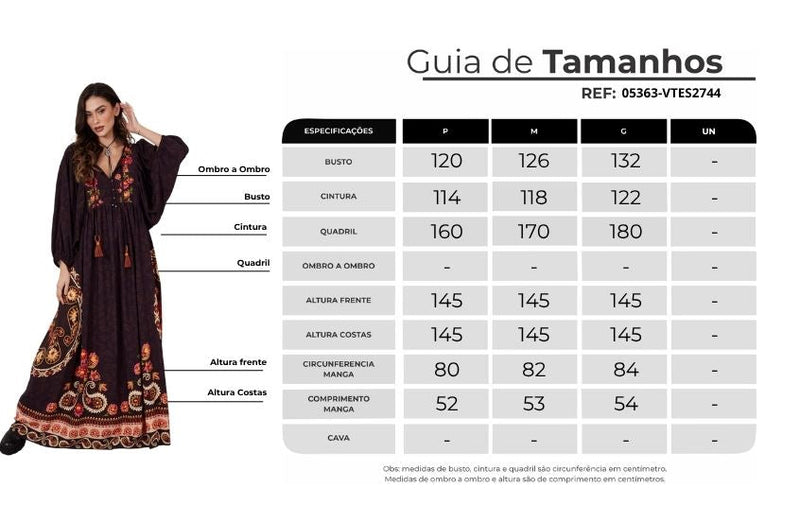 Vestido Longo Marrom Escuro Estampa Cashmere Yacamim E23