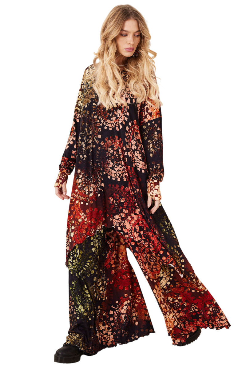 Vestido Curto Com Pontas Laterais Estampa Digital De Batik Yacamim D2