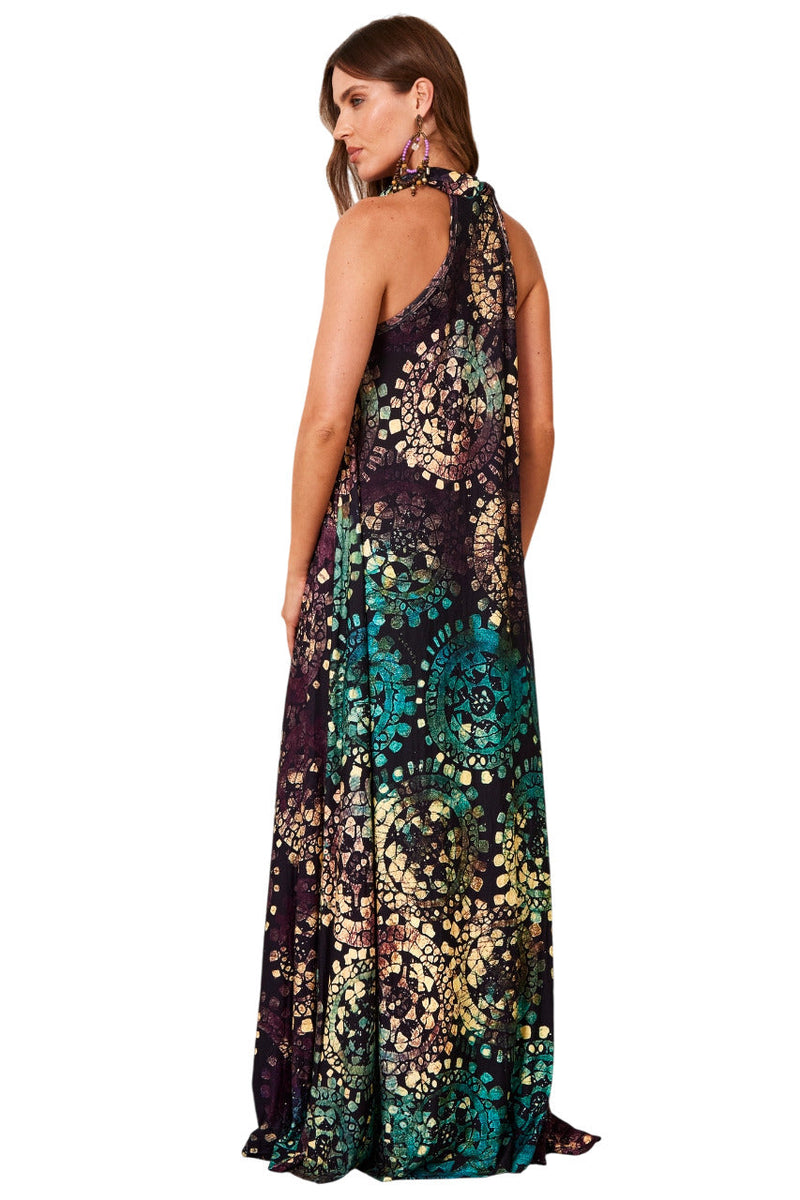 Vestido Longo De Malha Estampa Digital De Batik Yacamim D7