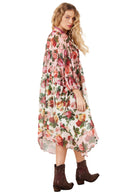 Vestido Curto De Tule Manga 3/8 Rosa Patchwork Yacamim E5