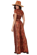 Calça Pantalona Terracota Estampa Cashmere Yacamim A6