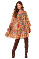 Vestido Curto De Tule Ciganinha Salmão Yacamim D24