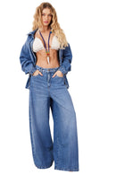 Calça Jumbo Azul Jeans Yacamim R10