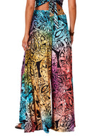 Calça Pantalona De Malha Estampa Digital De Batik Yacamim G8