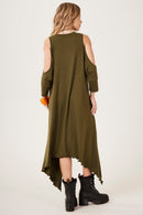 Vestido Curto Com Pontas Laterais Verde Musgo Yacamim E6