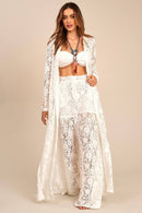 Calça Flare De Rendas Branca Yacamim A7