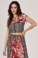 Blusa Cropped Estampa Cashmere Yacamim A27