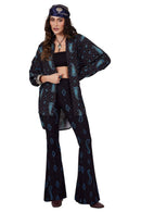 Calça Flare Cintura Alta Azul Marinho cashmere Yacamim A17