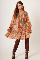 Vestido Curto De Tule Ciganinha Salmão Yacamim D24