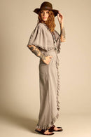 Calça De Cintura Alta Com Babadinhos Em Tom De Verde Yacamim A12