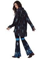 Calça Flare Azul Marinho Estampa Cashmere Yacamim A22