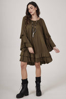 Vestido Curto Ombro A Ombro Verde Escuro Yacamim E23