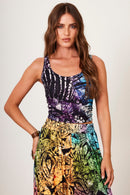 Top Cropped Com Amarração Nas Costas Estampa Batik Yacamim F14