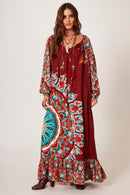 Vestido Longo Terracota Estampa De Mandalas Yacamim E2