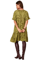 Vestido Curto Decote Em V Verde Yacamim C23