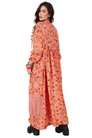 Vestido Longo Com Rendas E Crochê rosé Estampado Yacamim E6