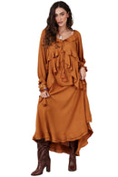 Vestido Longo Ombro A Ombro Caramelo Yacamim C14