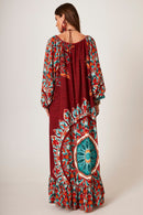 Vestido Longo Terracota Estampa De Mandalas Yacamim E2