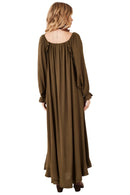 Vestido Longo Decote A Ombro Verde Musgo Yacamim C27