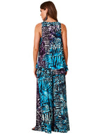 Calça Pantalona Azul Estampa Digital De Batik Yacamim A39