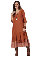 Vestido Midi Caramelo Escuro Yacamim C26