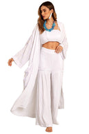 Calça Pantalona De Cintura Alta Branca Yacamim H8